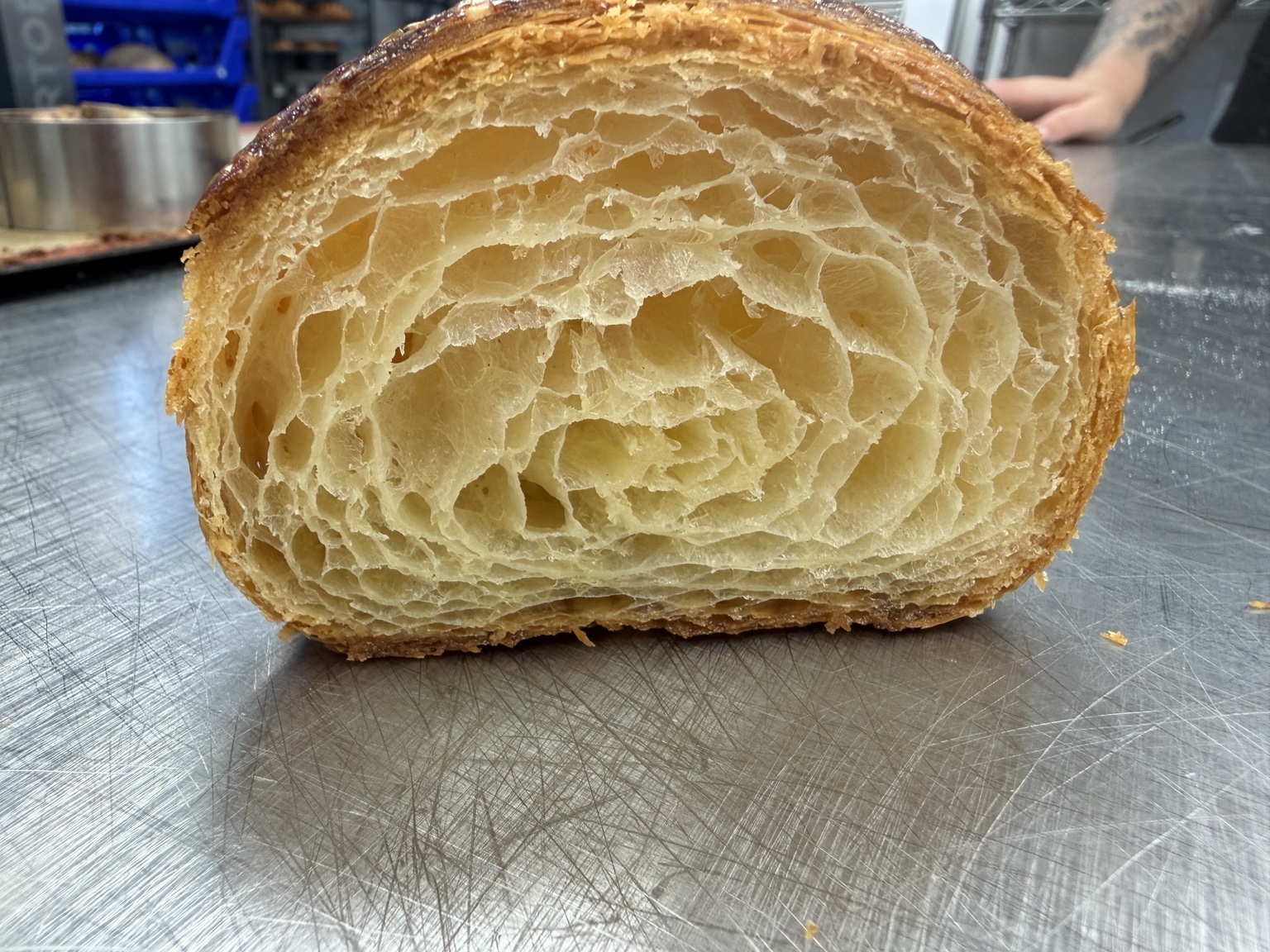 Cross-section of the corrected croissant with open internal structure